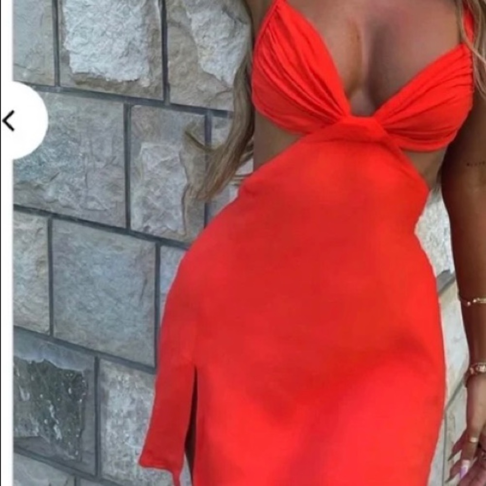 Babyboo orange cutout dress